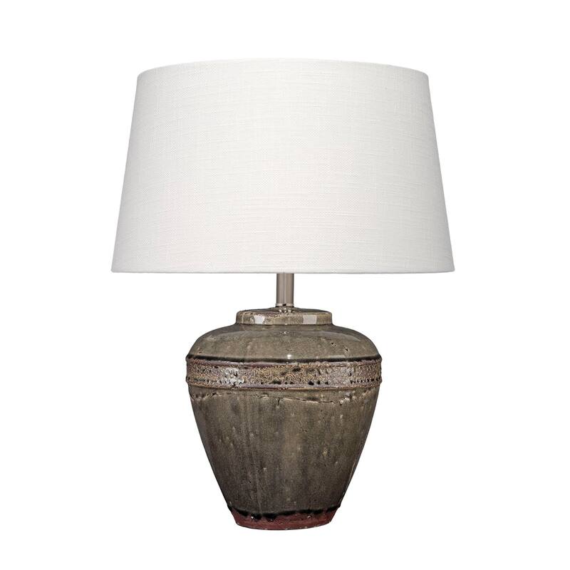 Avo Accent Table Lamp, White Linen, Antique Ceramic Design 25 Inch