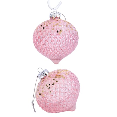 Pine Onion Glass Christmas Tree Ornament Set of 2 - 3.15"