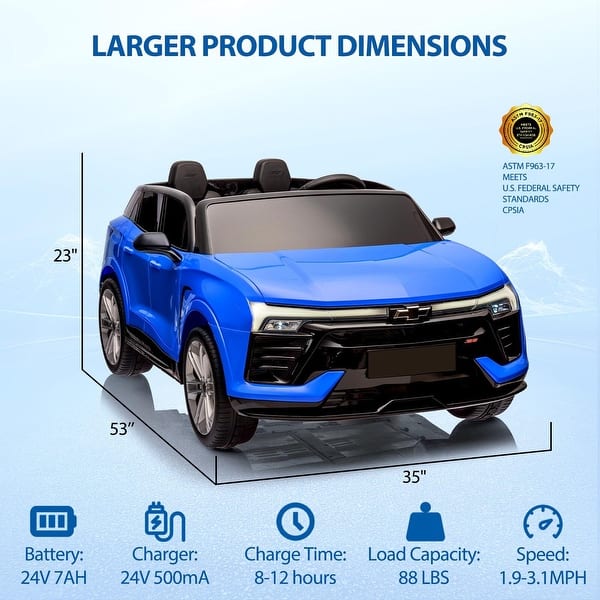 dimension image slide 2 of 4, 24V 2-Seater SUV Licensed Chevrolet Blazer Ride On Car Toy