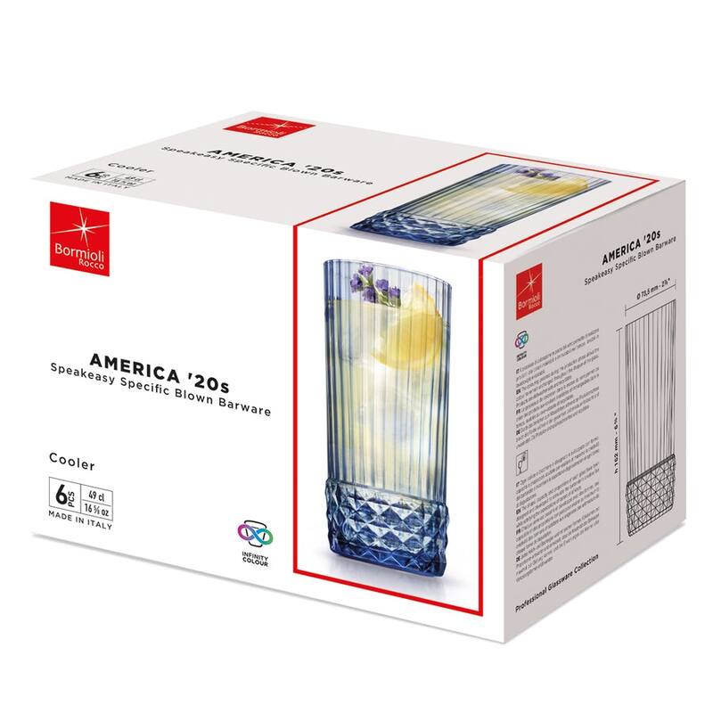 Bormioli Rocco Set of 6 America'20 Cooler Tempered Glass - 48 cl