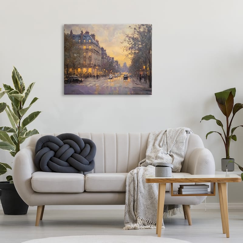 Stupell Vintage City Street View Canvas Wall Art Design By Petal Prints Design