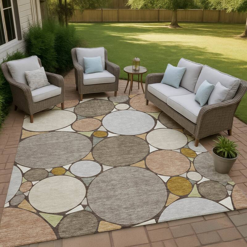 Machine Washable Indoor/ Outdoor Contemporary Rowan Chantille Rug - Taupe - 2'6" x 3'10"