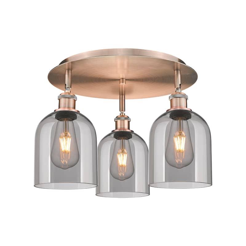 Innovations Lighting 516-3C-11-18 Bella Flush Bella 3 Light 18" Wide - Antique Copper / Light Smoke