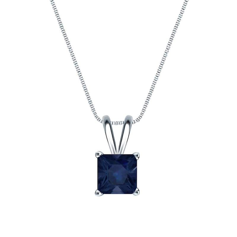 Auriya 14k Gold 1/2ct Princess-cut Sapphire Solitaire Necklace
