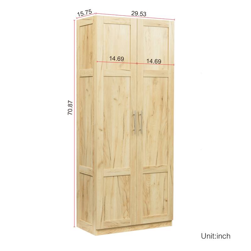 High wardrobe and kitchen cabinet with 2 doors and 3 partitions