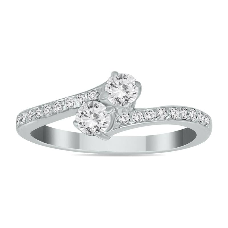Marquee 1/2 Carat TW Two Stone Diamond Ring in 14K White Gold