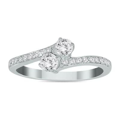 Marquee 1/2 Carat TW Two Stone Diamond Ring in 14K White Gold