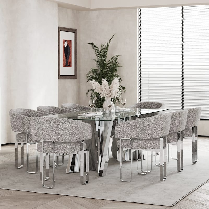 78 inch and 94 inch Glass Dinner Table Falcone Kitchen and Dining Table