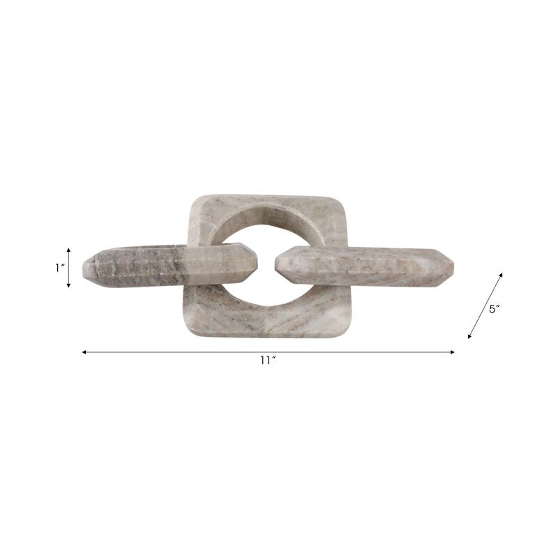 Sagebrook Home 11" 3-link Onyx Marble Chain, Beige, 1"H - 11" x 4.5" x 1"