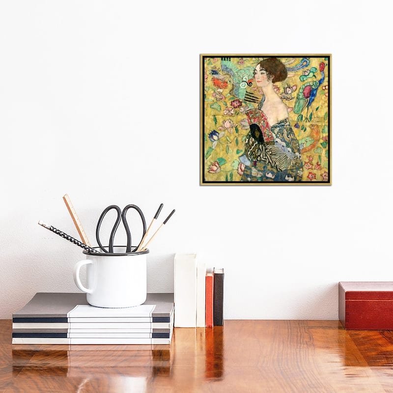 iCanvas "Lady with a Fan" by Gustav Klimt Framed Canvas Print