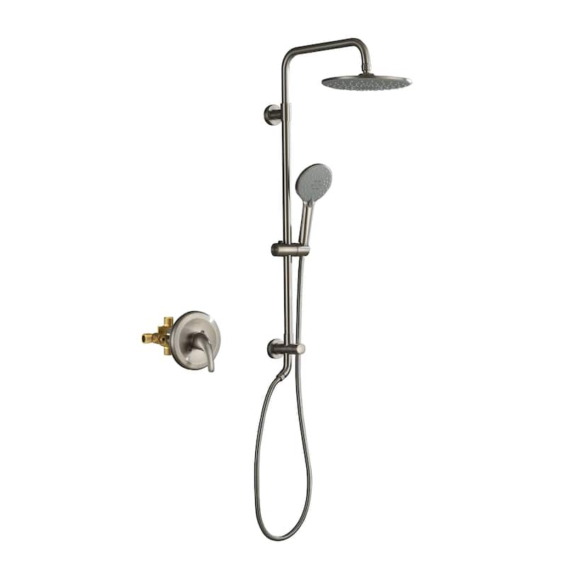 Dual Function Wall Mount Integrated Shower System with Control Valve Shower - Brushed Nickel