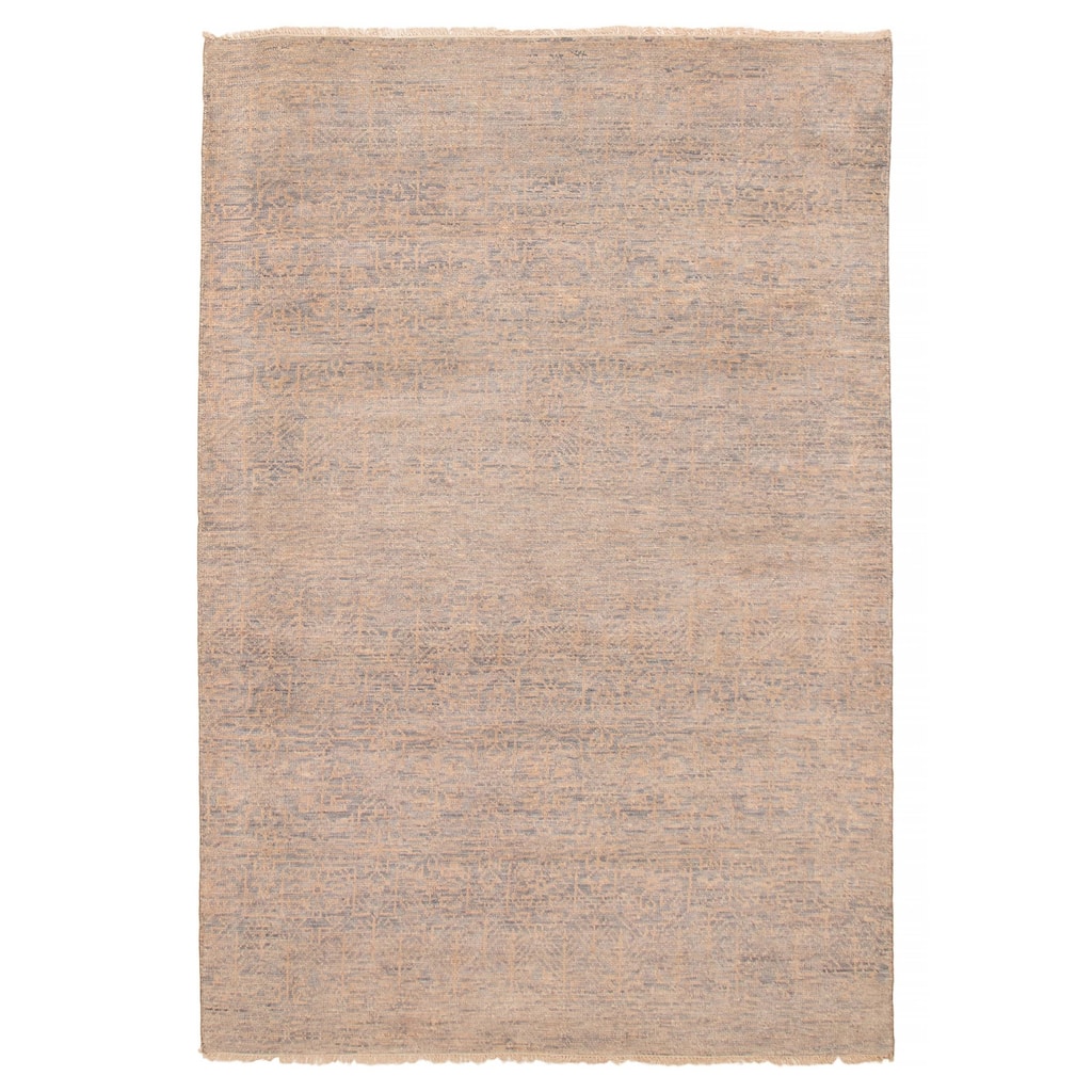 ECARPETGALLERY Hand-knotted Silk Shadow Grey Wool Rug - 6' x 9'