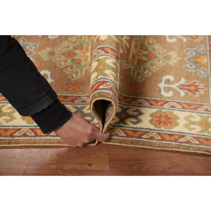 Light Brown Kazak Foyer Rug Hand-Knotted Wool Carpet - 2'8"x 4'1"