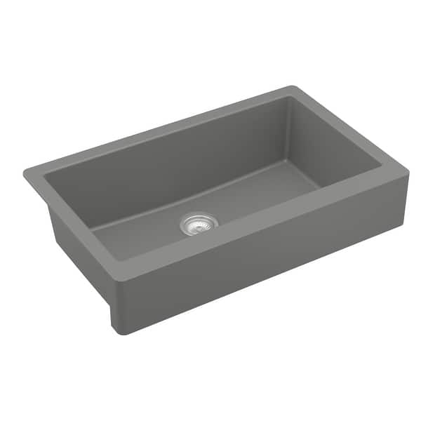 Karran Undermount Quartz/Granite Composite 32 In. 60/40 Double Bowl Kitchen Sink In Concrete Qu 630 Cn