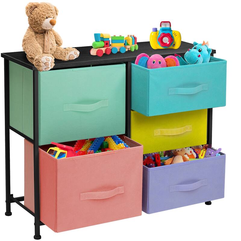 5 Drawer Bedroom Chest Dresser and TV Stand, Pastel Collection