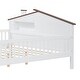 preview thumbnail 8 of 21, Full Size Wood Platform Bed with House-Shaped Headboard, LED Light & Built-In Storage, White, for Kids & Teens