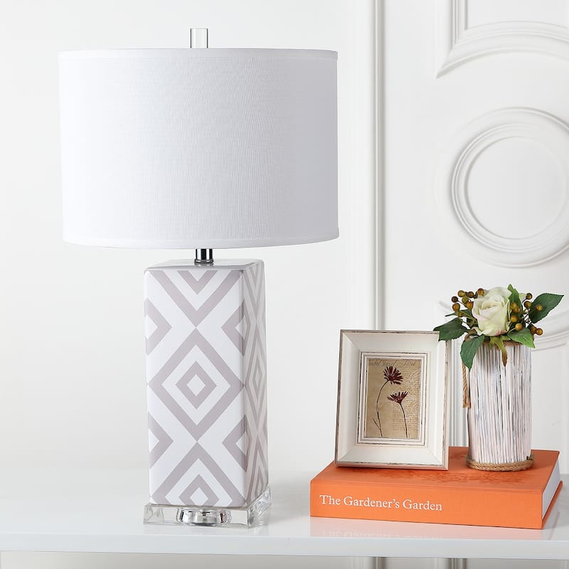 SAFAVIEH Lighting Anissa 27-inch Grey Diamonds Table Lamp (Set of 2) - 15"x15"x27" - 15Wx15Dx27H