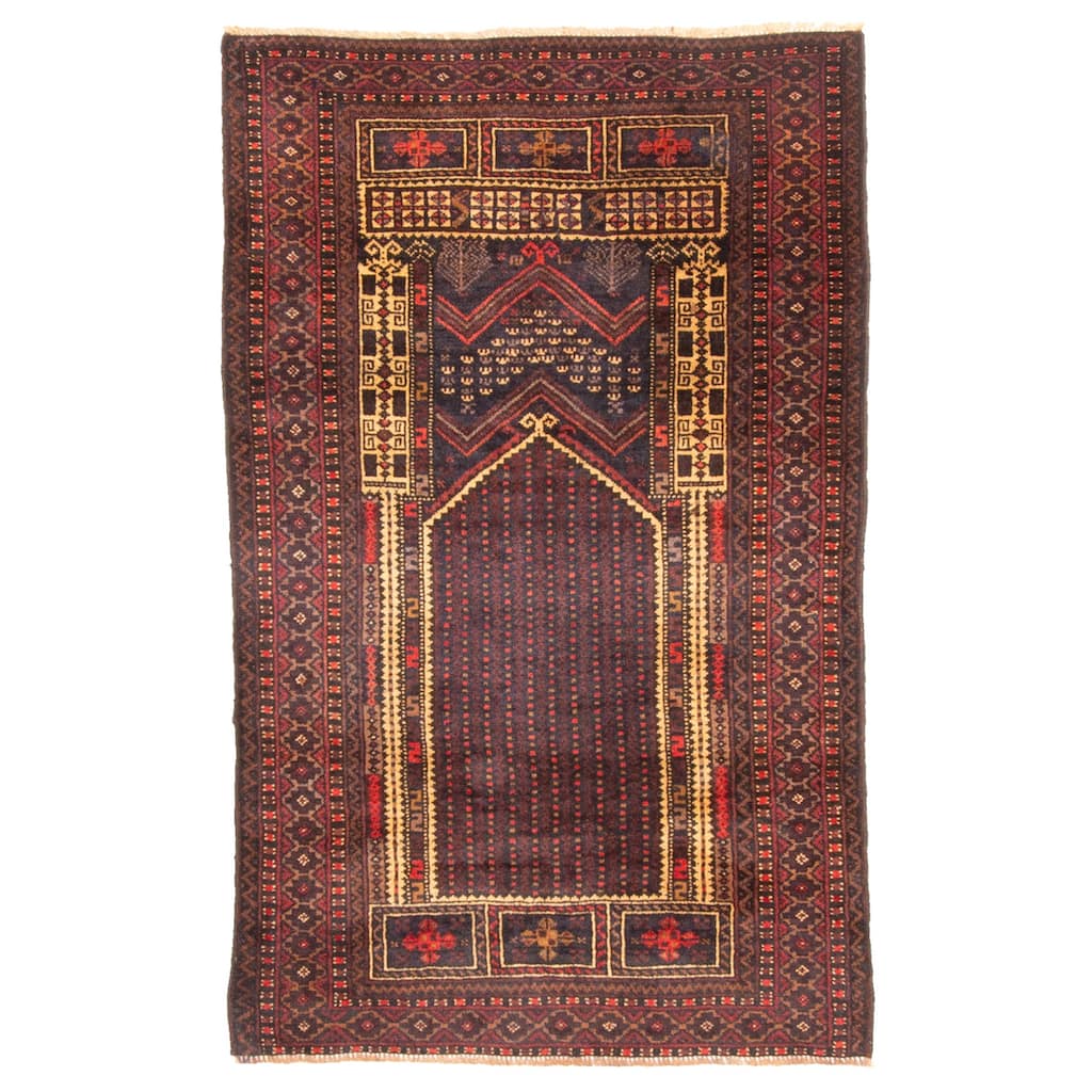 ECARPETGALLERY Hand-knotted Teimani Dark Navy Wool Rug - 2'9 x 4'6