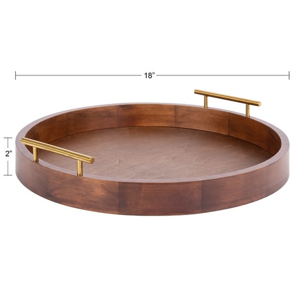 dimension image slide 5 of 7, Kate and Laurel Lipton Round Decorative Tray with Metal Handles