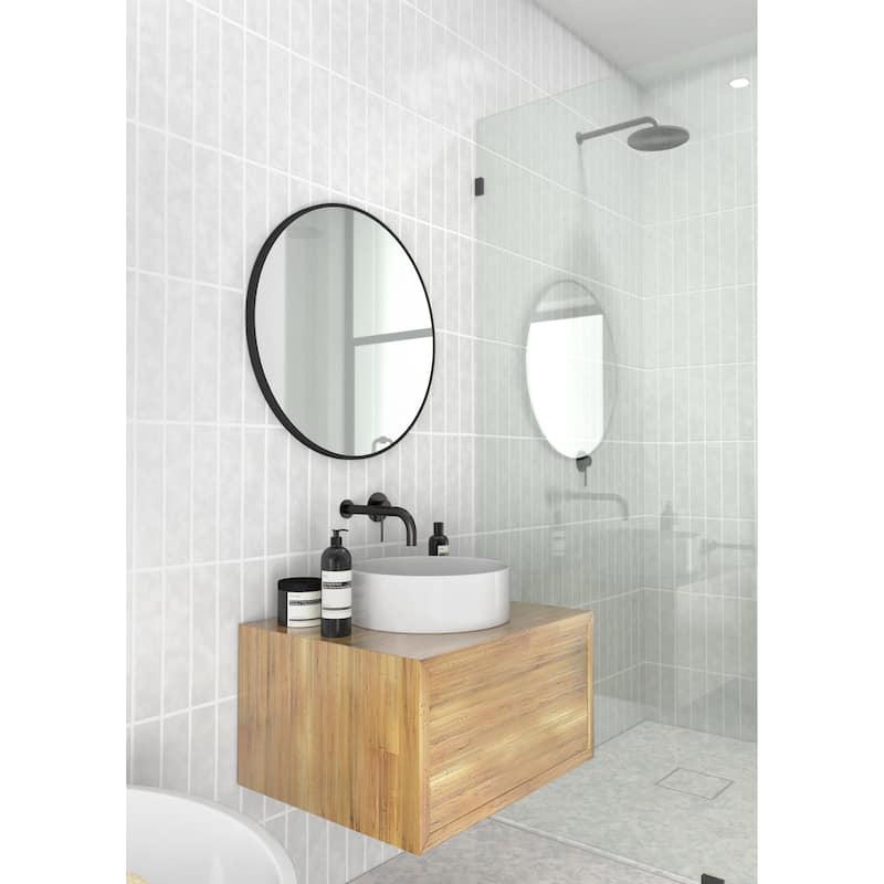 Glass Warehouse Round 24" Stainless Steel Framed Mirror