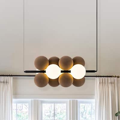 Contemporary Black and White Bubble 4-Light Chandelier