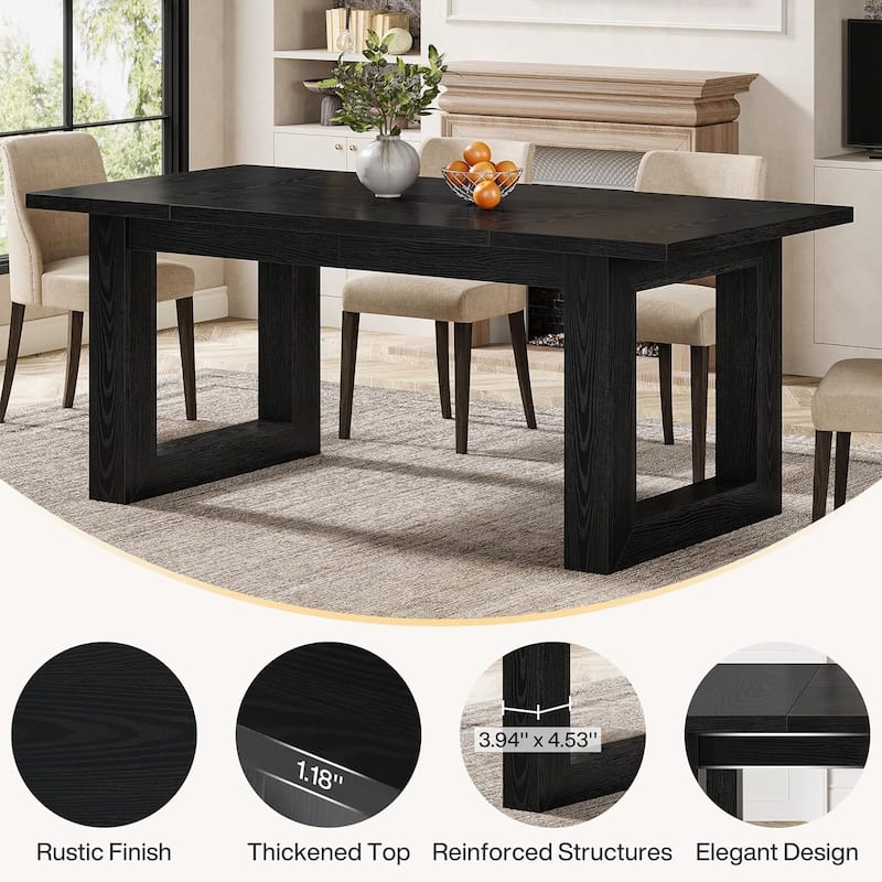 63-Inch Dining Table Modern Wood Kitchen Table Large Rectangular Dinner Table for Dining Room