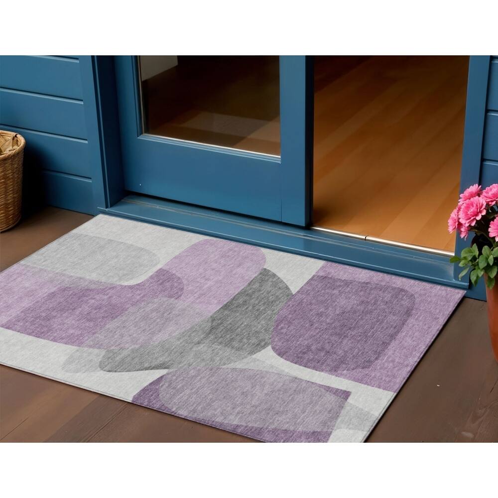 HomeRoots Abstract Transitional Rectangle Outdoor Rug