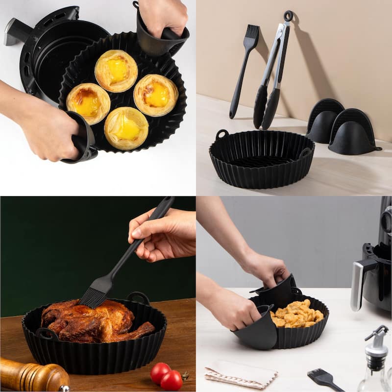 Uber Appliance Air fryer silicone liner reusable 4-7 Qt kit - Black