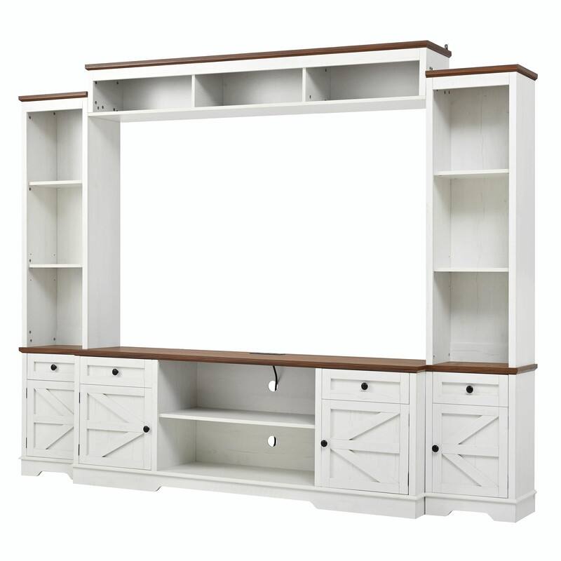 98.8" Wide Wall Unit Entertainment Center with Bookshelves for TVs up to 80"