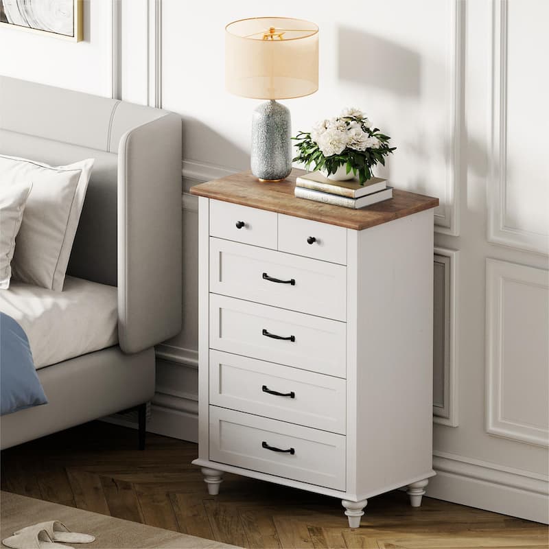 Farmhouse Baby Dresser with 5 Drawers, Wood Kid Dresser for Kids Room