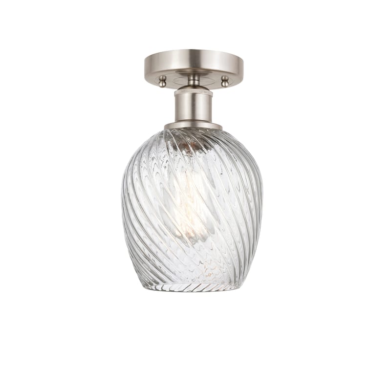 Innovations Lighting Edison Salina - 1 Light 5" Semi-Flush Mount - Clear Spiral Fluted/Brushed Satin Nickel