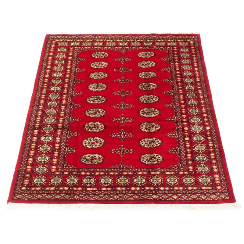 ECARPETGALLERY Hand-knotted Finest Peshawar Bokhara Red Wool Rug - 4'2 x 6'3