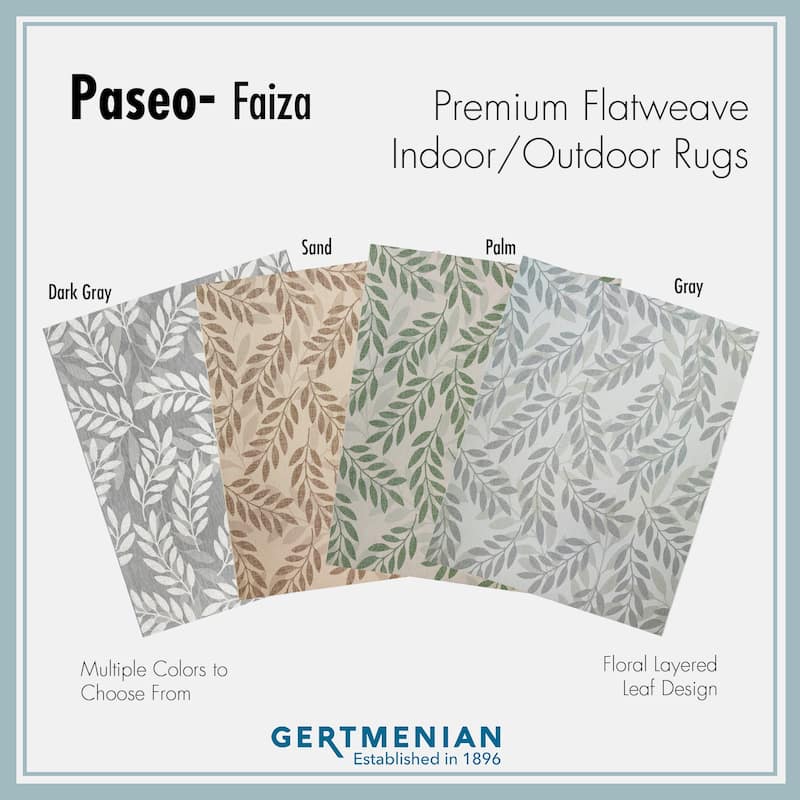 Gertmenian Paseo Faiza Light Grey Casual Leaf Flatweave Indoor/ Outdoor Area Rug