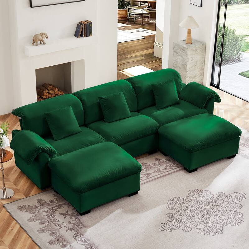 Velvet Fabric Modular Cloud Couch with Storage Seat,Free Combination