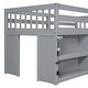 preview thumbnail 11 of 9, Twin Size Kid Low Loft Bed With Two-Tier Shelves