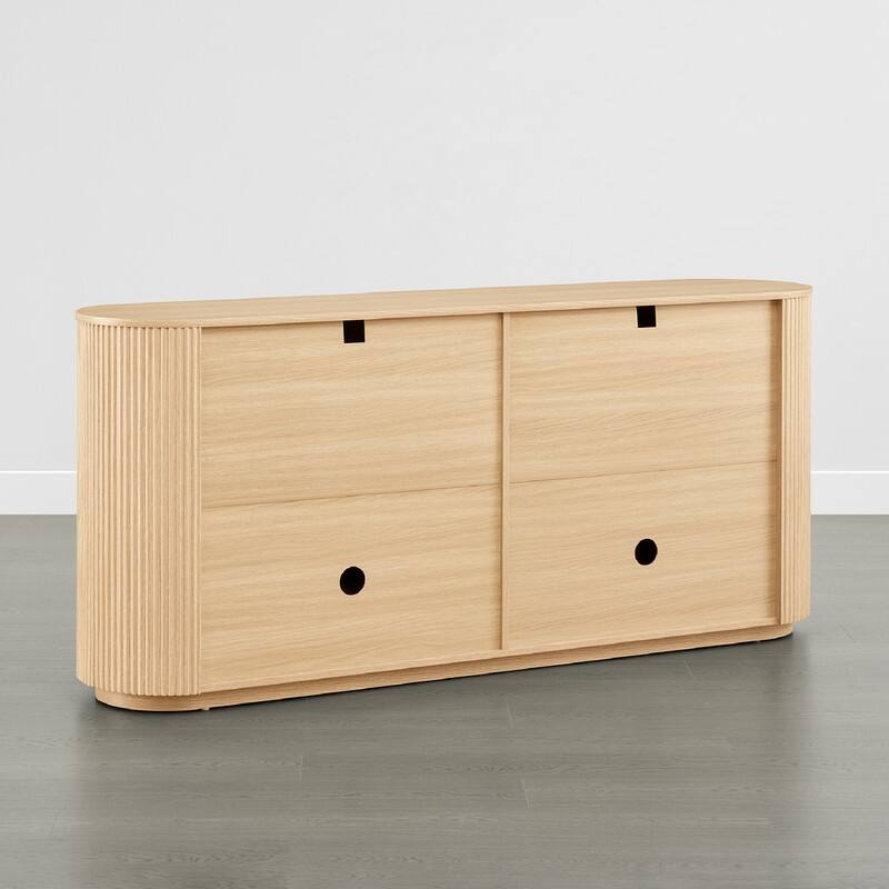 Spruce & Spring 70-inch Wide Modern Sideboard Cabinet with Semi-Cylindrical Columns