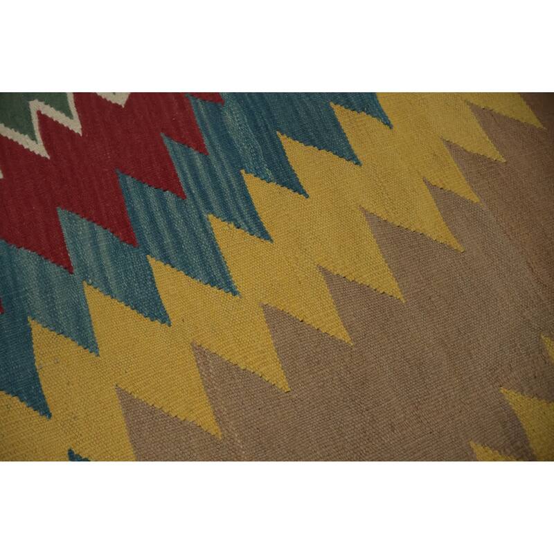 Hand Woven Oriental 100% Wool Carpet Southwestern Tribal Multi-Colored Kilim Area Rug - 9' 9'' X 8' 0''