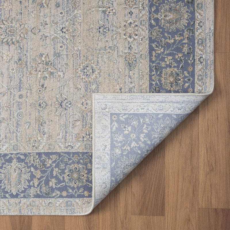Sevita Blue/Beige Bordered Persian Area Rug
