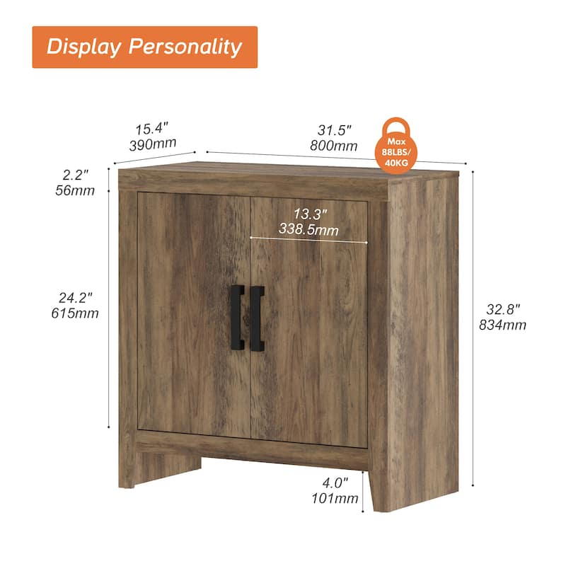 WAMPAT Modern Farmhouse TV Stand Cabinet, Entertainment Center with Adjustable Shelf