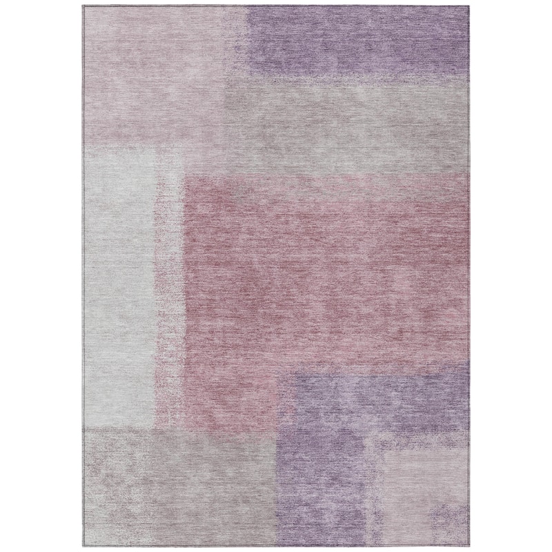 Machine Washable Indoor/ Outdoor Solid Contemporary Chantille Rug