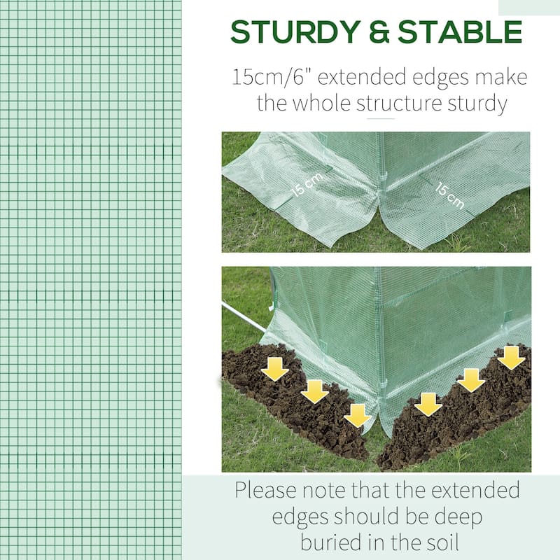 Outsunny Replacement Greenhouse Cover Tarp with 12 Windows for Ventilation & Zipper Door, Green