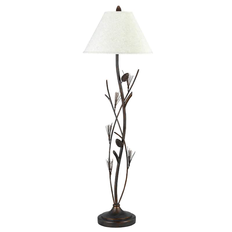 60" Rust Metal Floor Lamp With Brown Fabric Empire Shade - 18" x 18" x 60"