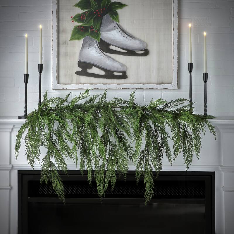 48x27" Natural Touch Cedar Dripping Garland - Green - 48
