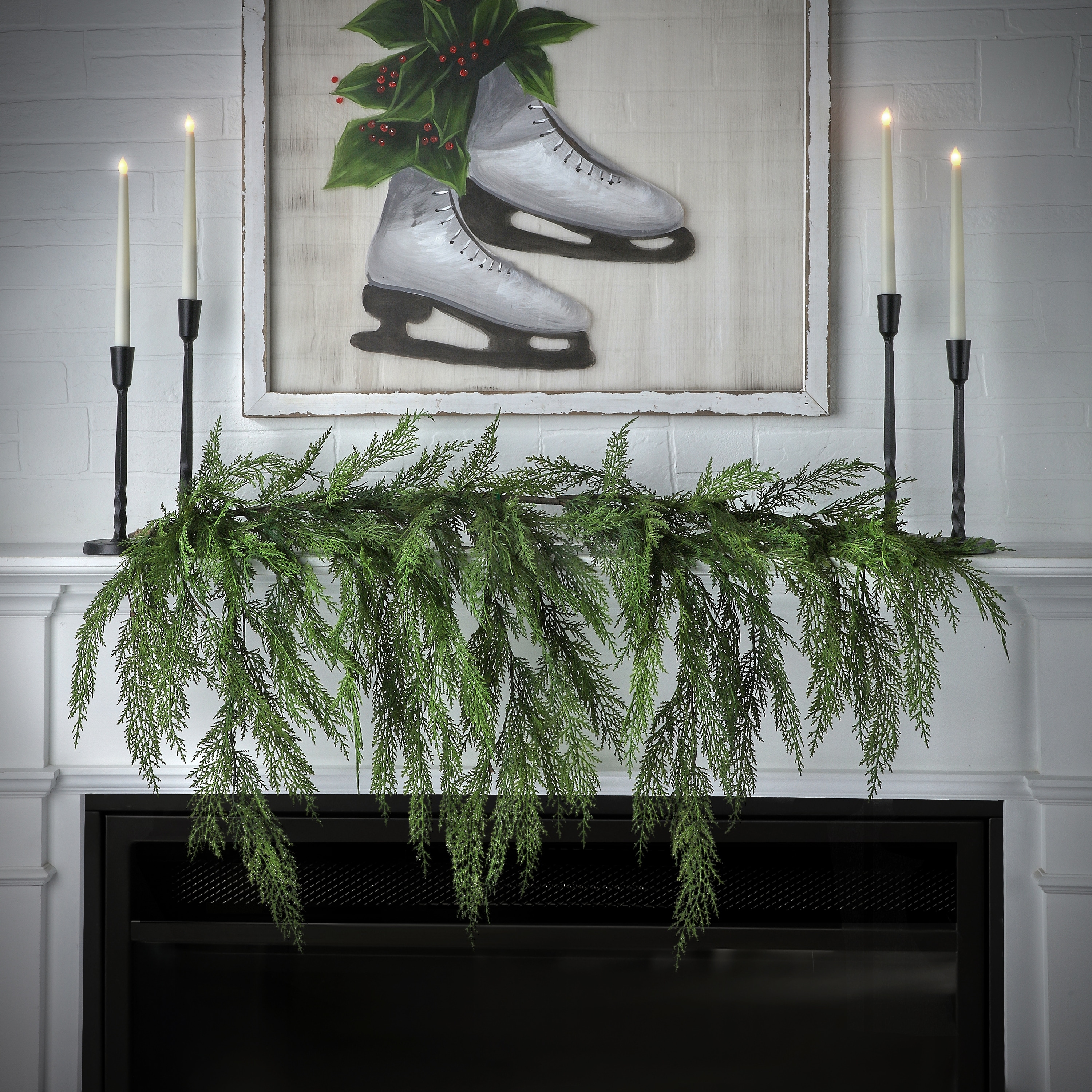 48x27" Natural Touch Cedar Dripping Garland - Green - 48
