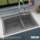 preview thumbnail 37 of 49, Karran Drop-In Quartz Double Bowl Kitchen Sink