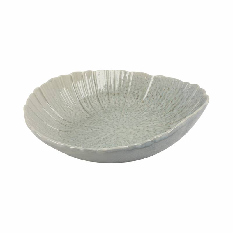 Decorative Round Scalloped Edge Bowl with Speckled Finish - 17", Gray - 17.0"