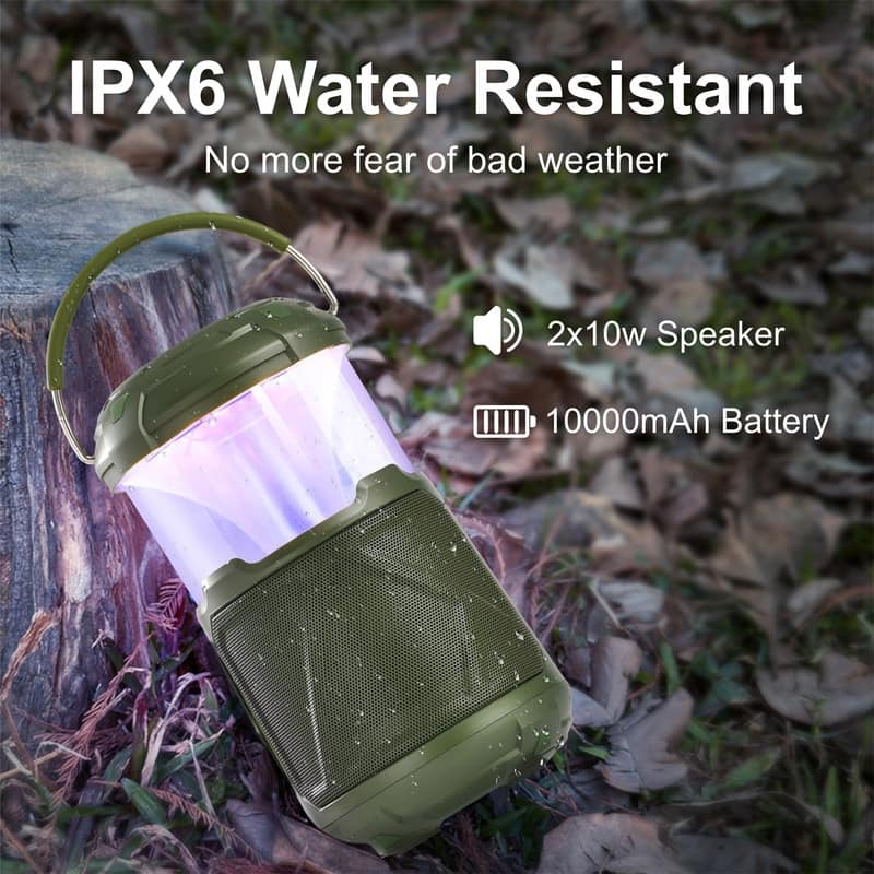 Outdoor Lantern Bluetooth Speaker IPX6 Waterproof Wireless Speaker with LED Light for Camping, Hiking Patio Yard Parties