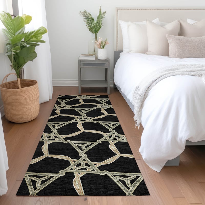 Machine Washable Indoor/ Outdoor Transitional Links Chantille Rug
