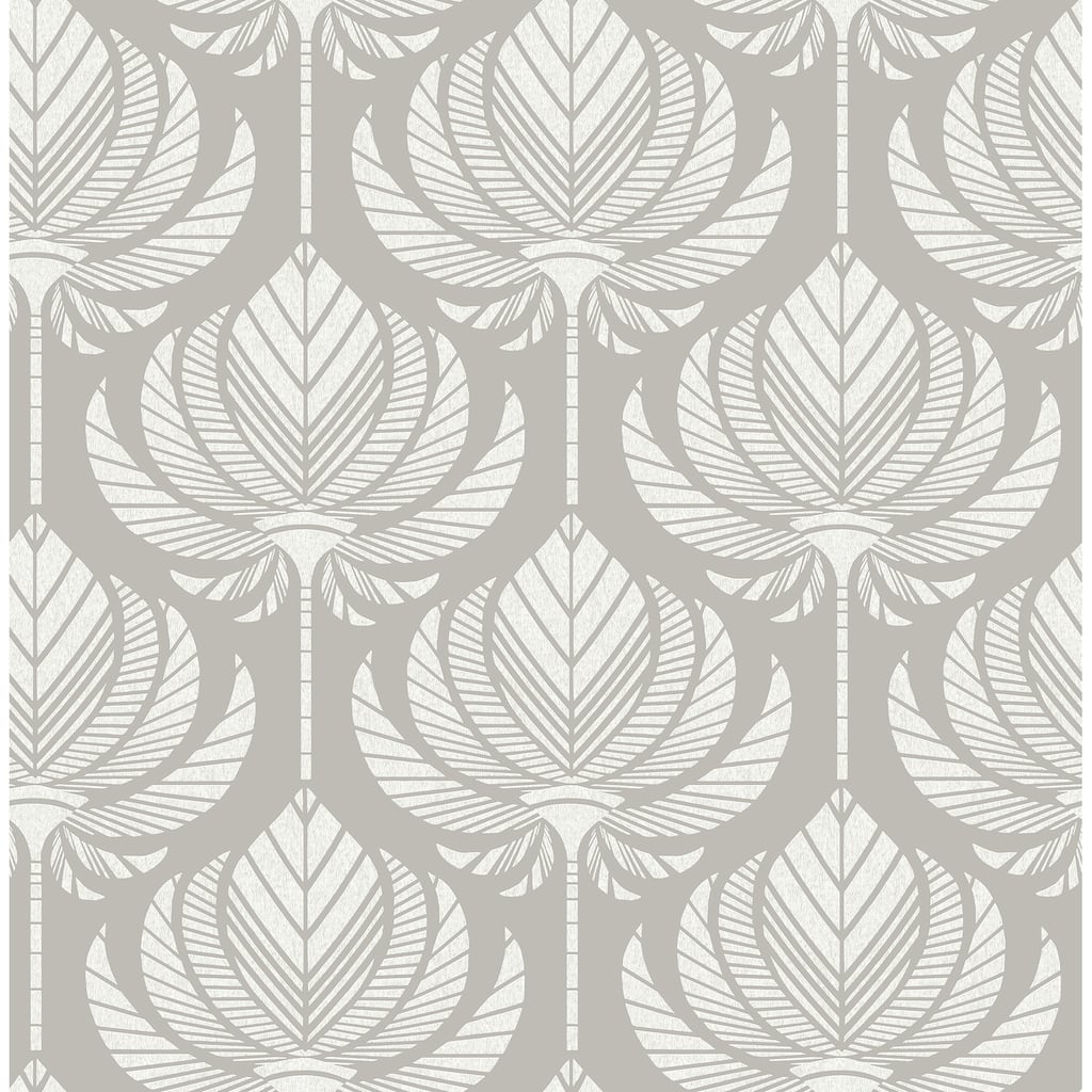 A-Street Prints Palmier Grey Lotus Fan Wallpaper