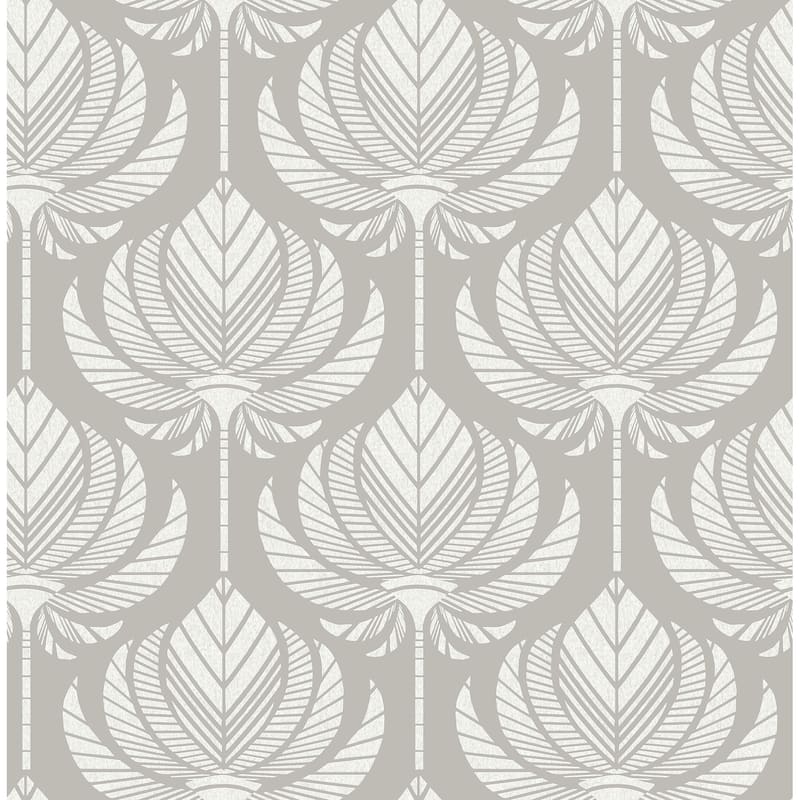 A-Street Prints Palmier Grey Lotus Fan Wallpaper